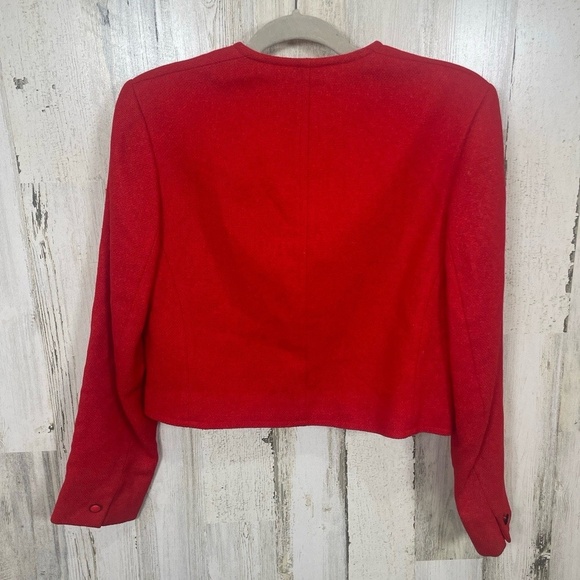 PENDLETON Vintage Jacket size 8 Red Collarless Button Front Virgin Wool USA Made - Picture 7 of 10